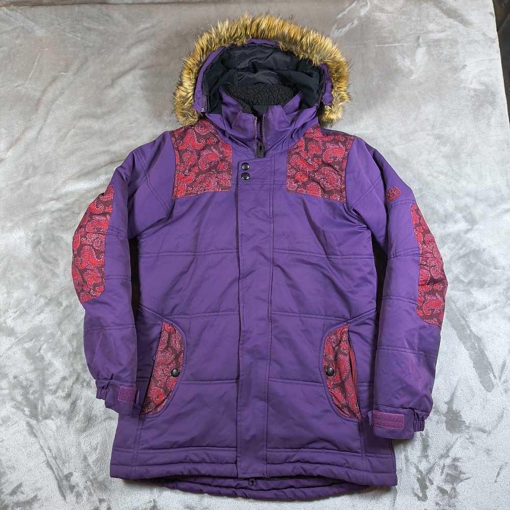 686 Snowboard Jacket Women Medium infiDRY Full Zip Ski Waterproof Fur Parka Snow